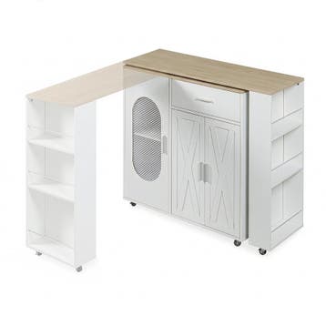 Uitschuifbare bartafel Kudebola 115x40x94 cm wit en eikenkle, Verzenden, Nieuw