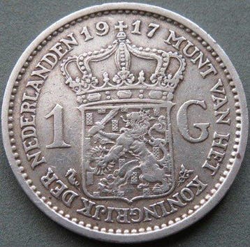 Nederland. Wilhelmina. 1 Gulden 1917 (Zonder minimumprijs)