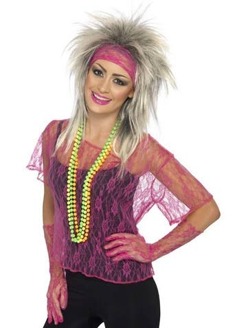 Kanten set 80s neon pink, Ophalen of Verzenden, Nieuw