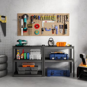 [en.casa] Keukenkast Austrheim open kast 183x90x40 cm zwart, Huis en Inrichting, Verzenden, Nieuw
