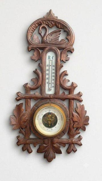 Aneroid barometer - Messing, Hout, Glas - Barometer van het