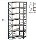 7-Laags Hoekboekenkast Industrieel – 14 Vakken &amp; Metaal, Verzenden, Nieuw