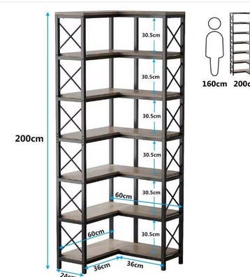7-Laags Hoekboekenkast Industrieel – 14 Vakken &amp; Metaal, Huis en Inrichting, Verzenden, Nieuw