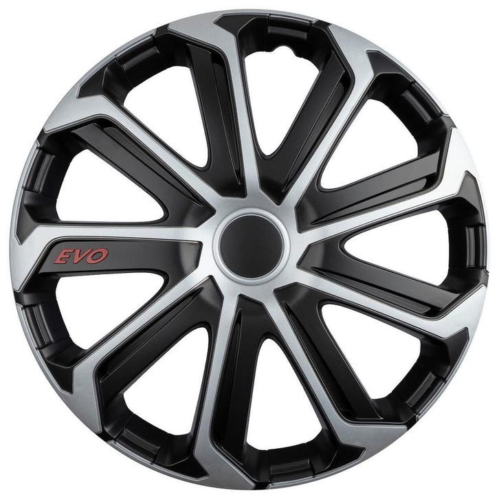 Wieldoppen 14 inch - Evo Zilver/Zwart - wieldoppenset, Auto diversen, Wieldoppen, Nieuw, Verzenden
