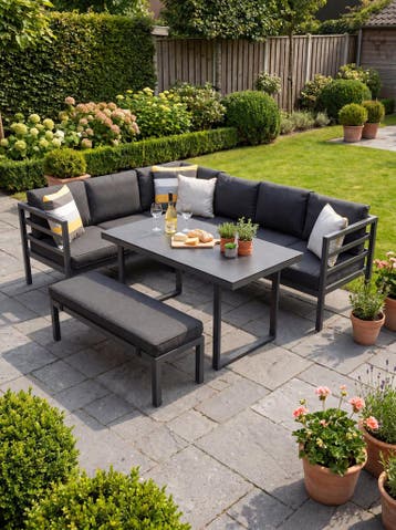 Nevada Loungeset - Dark grey / Links, Verzenden, Nieuw