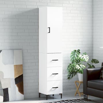 vidaXL buffetkast 34,5x34x180 cm bewerkt hout wit, Minder dan 50 cm, Verzenden, Nieuw, Minder dan 100 cm