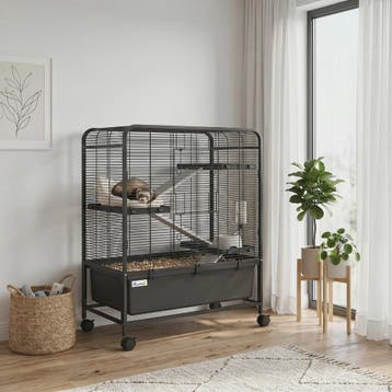 Ruime Knaagdierenkooi op Wielen met 4 Niveaus, 3 Platforms,, Verzenden, Nieuw
