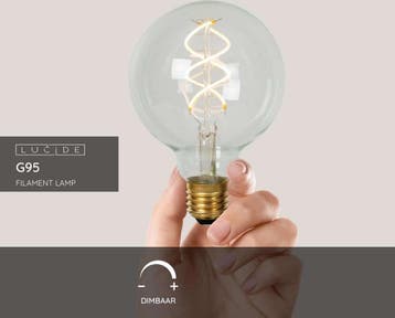 Lucide G95 Filament lamp - Ø 9,5 cm - LED Dimbaar - E27 -, Ophalen of Verzenden, Zo goed als nieuw