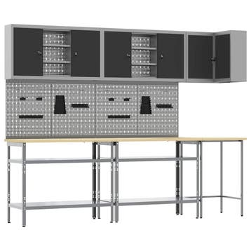 vidaXL Werkkast set met plank met opslag 10 st Zwart en, Verzenden, Nieuw