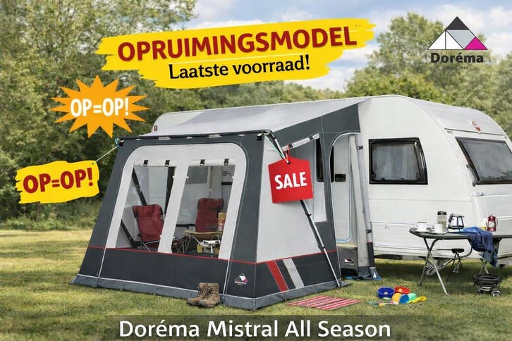 Doréma Mistral All Season - Antraciet/Grijs/Rood - lichtgewi, Caravans en Kamperen, Voortenten en Luifels, Ten Cate All Season 200g/m2