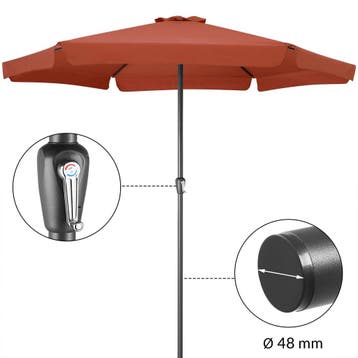 Parasol Maui Terracotta Ø330cm UV-bescherming 80+, Verzenden, Nieuw