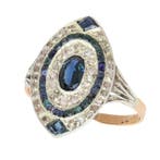 Ring - 18 karaat Geel goud - 0.50ct. tw. Saffier - Diamant -, Nieuw