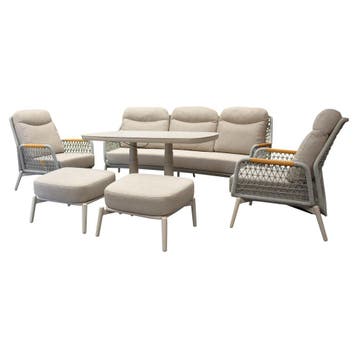 Monza stoel bank dining loungeset 6 delig verstelbaar latte, Ophalen of Verzenden, Nieuw