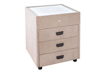 Nachtkastje TOULOUSE met LED-verlichting 55 cm fluweel beige, Ophalen of Verzenden, Nieuw