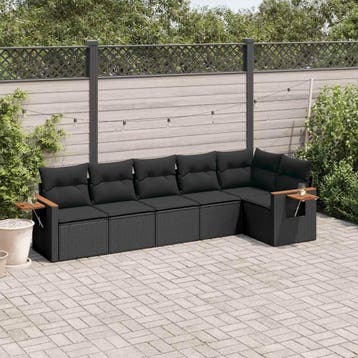 vidaXL Patio Sofa Set 6-zits Black, Verzenden, Nieuw
