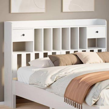 vidaXL Hoofdbord met opbergruimte 160 cm massief grenenhout, Huis en Inrichting, Slaapkamer | Bedden, Verzenden, Nieuw, Wit, Hout