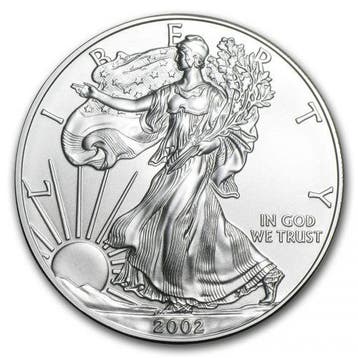 American Eagle 1 oz 2002 (10.539.026 oplage), Verzenden, Midden-Amerika, Losse munt, Zilver