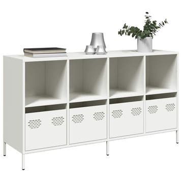 vidaXL Dressoir 135x39x73,5 cm koudgewalst staal wit, Verzenden, Nieuw, Metaal, Minder dan 50 cm