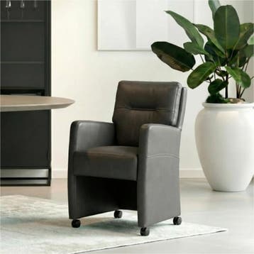 Leren eetkamerstoel Sharp - Toledo Moss (bruin/groen) -, Eigentijds, Modern, Bruin, Nieuw, Leer