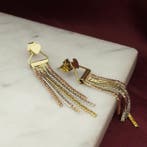 Ticolor gouden oorbellen, Sieraden, Tassen en Uiterlijk, Oorbellen, Ophalen of Verzenden, Gebruikt, Overige kleuren, Goud