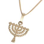 Menorah / Menora hangertje, 14K bewerkt gouden Menorah h..., Nieuw