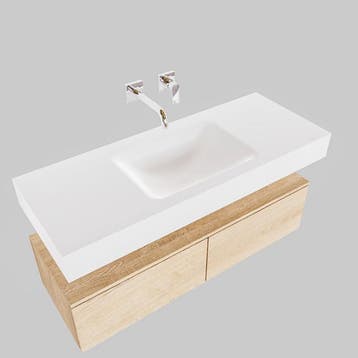 Badkamermeubel AQS Ibiza 120 cm Washed Oak Twee Soft-Close, Ophalen of Verzenden, Nieuw
