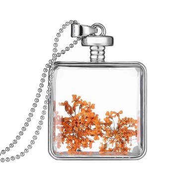 Fako Bijoux - Ketting - Gedroogde Bloem - Vierkant -, Verzenden, Nieuw
