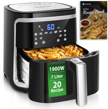 Airfryer XXL - heteluchtfriteuse - 7L - 1900W - Zwart, Verzenden, Zo goed als nieuw