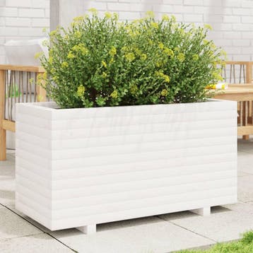 vidaXL Plantenbak 90x40x49,5 cm massief grenenhout wit, Tuin en Terras, Bloembakken en Plantenbakken, Verzenden, Nieuw, Hout