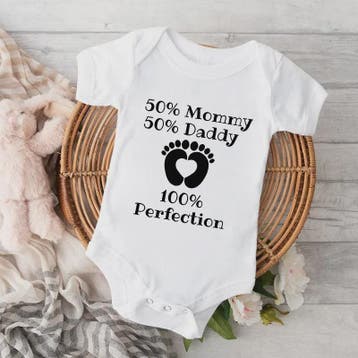 Baby Romper met Tekst: 50% Mama, 50% Papa, 100% Perfectie, Verzenden, Nieuw