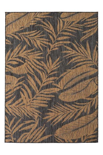 Buitenkleed | Mira | Bladeren | Zwart | 80x150 cm, Verzenden, Nieuw