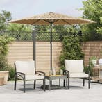 vidaXL Parasol met LEDs en stalen paal 268x268x226 cm bruin, Verzenden, Nieuw, 2 tot 3 meter