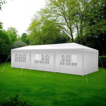 Paviljoen Miramas met 8 zijpanelen, waterdicht, 9x3m - wit, Tuin en Terras, Partytenten, Verzenden, Nieuw