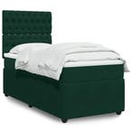 vidaXL Boxspring met matras fluweel donkergroen 90x200 cm, Huis en Inrichting, Slaapkamer | Bedden, 90 cm, Eenpersoons, Verzenden
