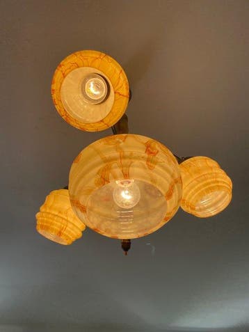 Plafondlamp - Glas - Art Deco gemarmeriseerd
