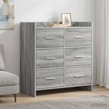 vidaXL Dressoir Grijs Sonoma 75 x 33 x 80 cm Bewerkt hout, Verzenden, Nieuw, Overige houtsoorten, Minder dan 50 cm