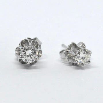 Oorstekers - 14 karaat Witgoud Diamant (Natuurlijk) -