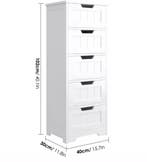 Badkamer Opbergkast Wit – 5 Laden, Smal Vrijstaand Meubel 40, Huis en Inrichting, Verzenden, Nieuw