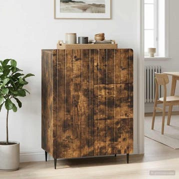 vidaXL Dressoir Gerookt eiken 66 x 34,5 x 91,5 cm Bewerkt, Verzenden, Nieuw, Overige houtsoorten, Minder dan 50 cm