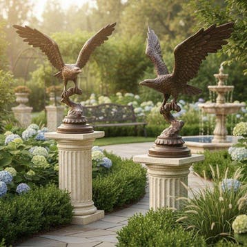 Beeld, Magnificent Eagle Pair - 90 cm - Brons