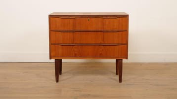 Vintage Deense ladekast | Teak | 3 lades, Ophalen of Verzenden, Nieuw