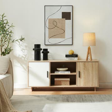 Tv-meubel Kenta 120x39x52 cm sonoma eiken en wit [en.casa], Huis en Inrichting, Kasten | Dressoirs, Verzenden, Nieuw