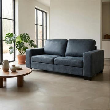 Leren bank Enjoy - 2,5 zits - Kenia Denim (blauw) - Poten, Huis en Inrichting, Nieuw, Ophalen of Verzenden, Modern, 200 tot 250 cm