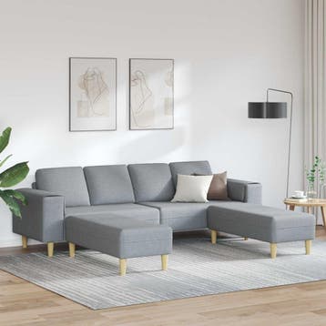 vidaXL Woonkamer Bank 3 st Lichtgrijs Polyester, Verzenden, Nieuw, Kunststof, 150 tot 200 cm
