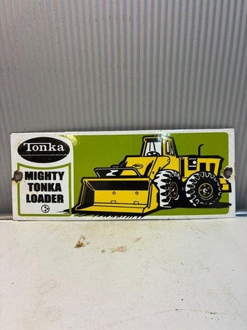 Tonka Mighty Loader – Emaille Reclamebord – Bulldozer –, Antiek en Kunst