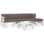 vidaXL 4-delige Loungeset pallet met kussens wit, Verzenden, Nieuw, Loungeset
