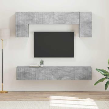 vidaXL Tv-meubelset Wandgemonteerd 4 pcs Beton Grijs Bewerkt, Minder dan 50 cm, Verzenden, Nieuw, Minder dan 100 cm