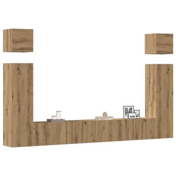 vidaXL 6-delig Tv-meubelset wandmontage bewerkt hout, Minder dan 50 cm, Verzenden, Nieuw, Minder dan 100 cm
