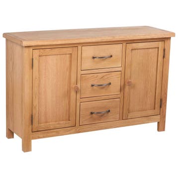 vidaXL Dressoir met 3 lades 110x33,5x70 cm massief eikenhout, 100 tot 150 cm, Verzenden, Nieuw, 25 tot 50 cm