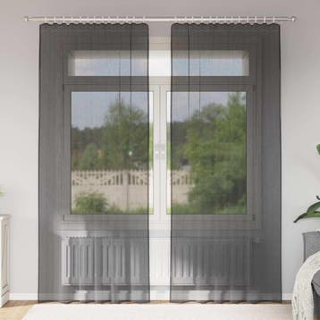 vidaXL Gordijnen voile met roedezakken 2 st zwart, Verzenden, Nieuw, Zwart